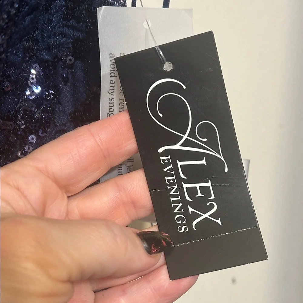 Alex Evenings Midnight Blue Sequin Maxi Dress - Picture 5 of 11